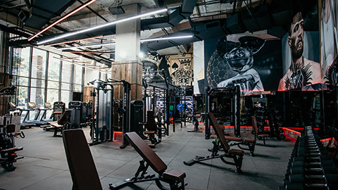Strength floor and graffiti murals by the windows at King Beats Glebe