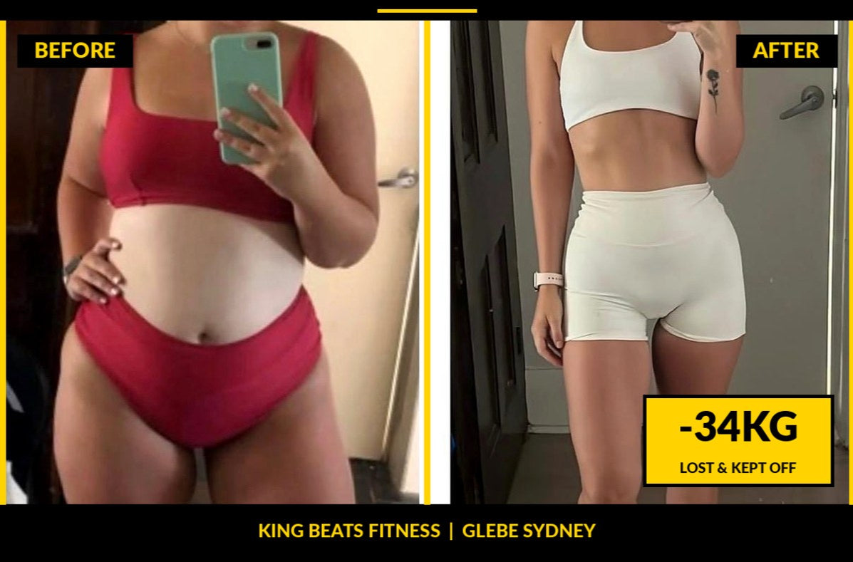 Mia's 34kg transformation - before and after